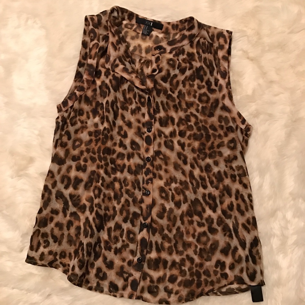 Forever 21 Leopard Button Down Tank